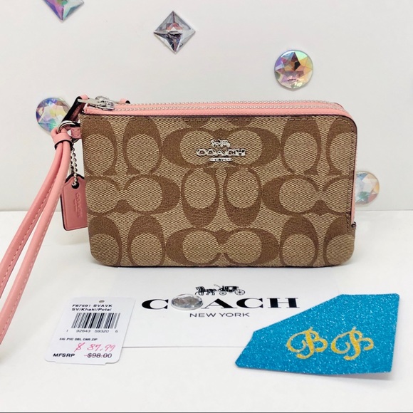 SOLD ONⓂ️COACH DOUBLE ZIP WRISTLET SIGNATURE PETAL - Picture 2 of 4